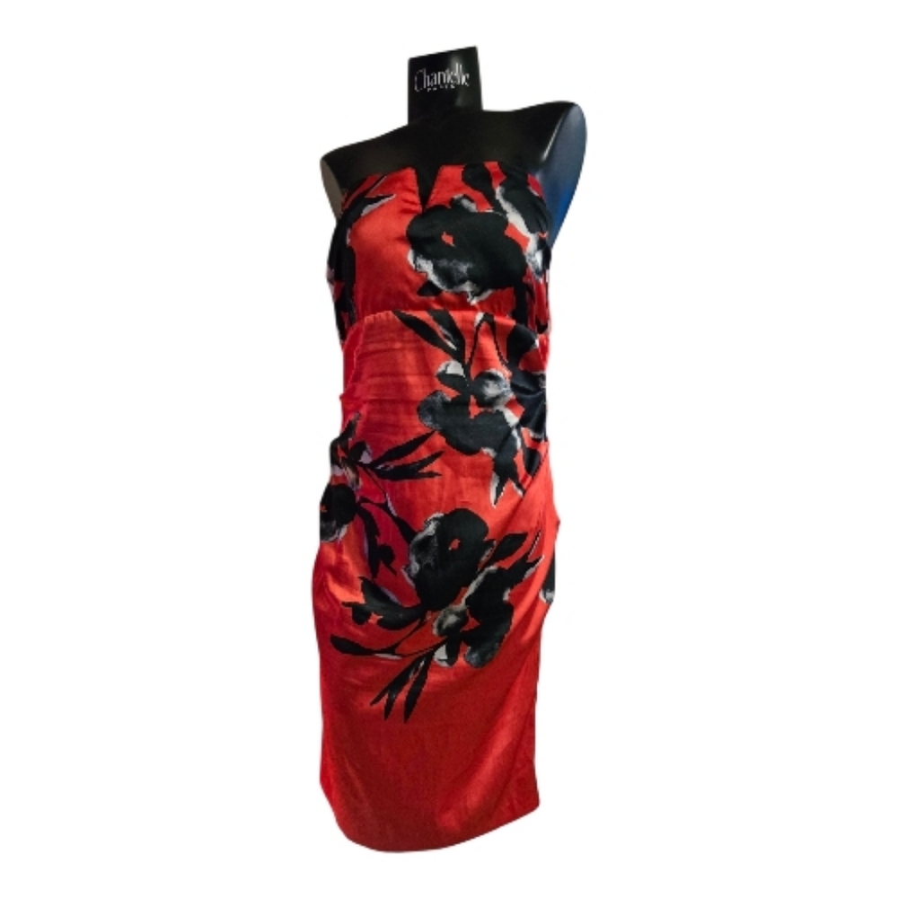 Red and Black Floral Dress